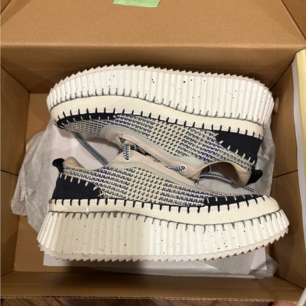 Navy blue and White Platform Sneakers